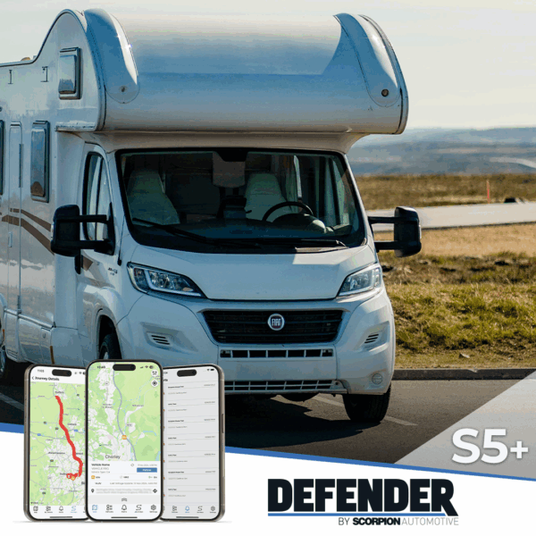 Defender S5+ | Vehicle alarm vehicle tracking | caravan tracking | motorhome tracking | vehicle telematics | scorpion track Vehicle Immobiliser